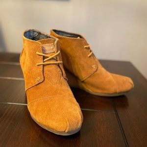 TOMS Suede Wedge Booties